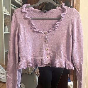 Lilac Ruffled Cardigan